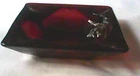 Vintage Anchor Hocking Glass Royal Ruby Red Ashtray 4 5/8"Square 1 1/4" Tall