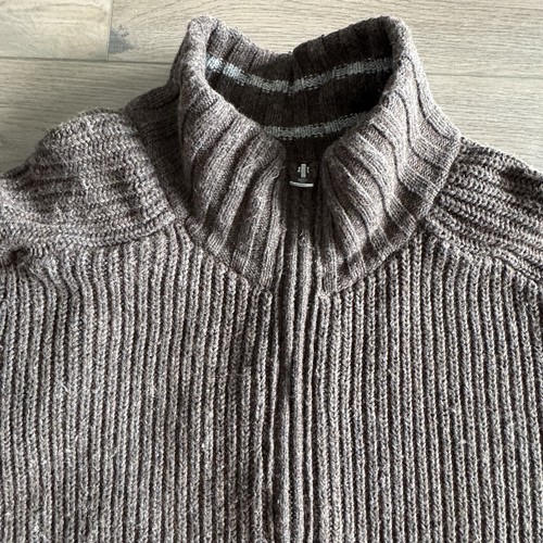 Gap Sweater Men’s XL Brown Chunky Knit Dual Full Zip Wool Blend Long Sleeve - Picture 3 of 17
