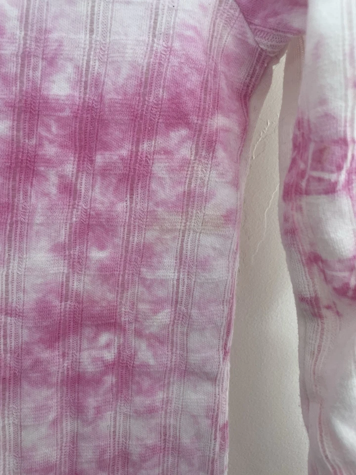 Camisa de manga larga acanalada Design History para mujer cálida tie dye mezcla de algodón rosa XS Foto 4 de 4