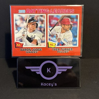 2026 Topps Heritage MLB Red Short Print Batting Leaders Aaron Judge Trea Turner