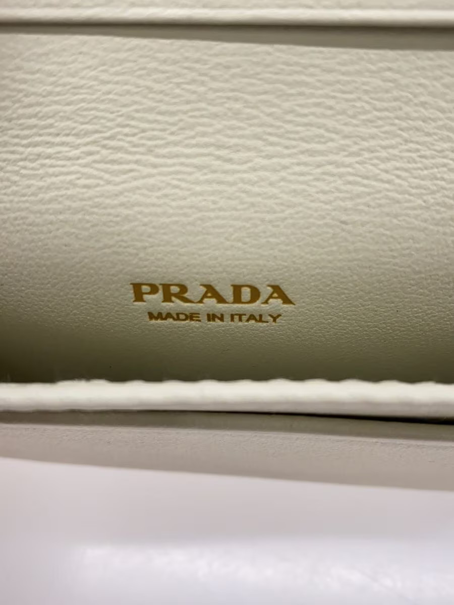 PRADA Card Case Leather WHT White Women's thumbnail 3