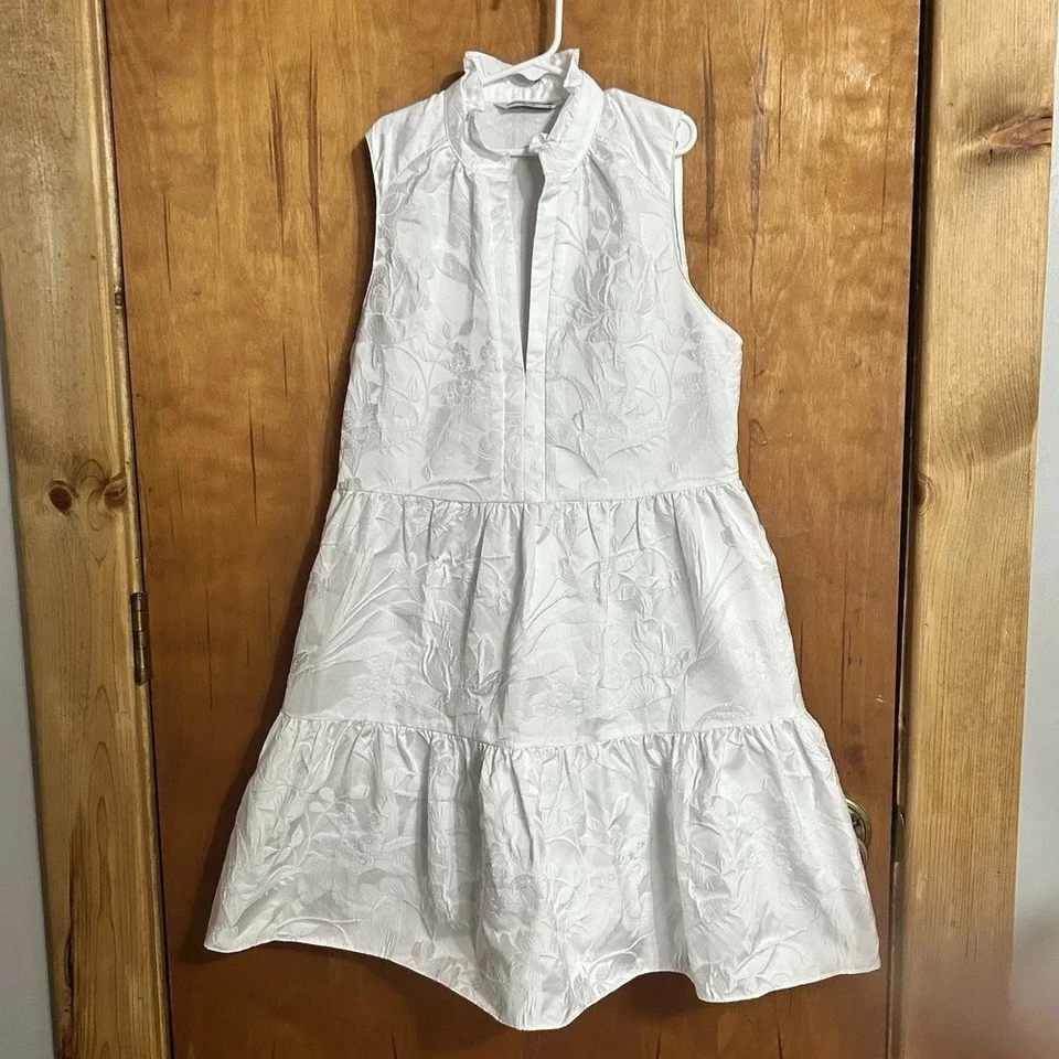 Amanda Uprichard Sleeveless Saffron Dress White Jacquard Floral XS - Photo 1/1