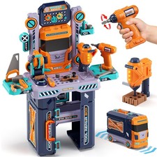 Tool Bench 32.5 Inches Tall , Tool Set with Drill, 2-in-1 Workbench and Tool...