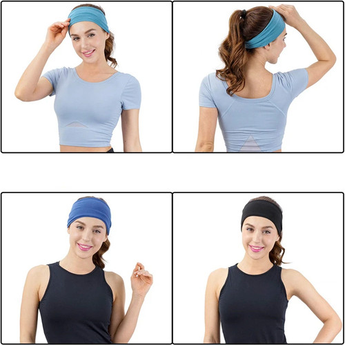 Damen Stirnband Turban Einfarbig Elastisch Haarbänder Yoga Haarband Mode - Bild 14 von 46