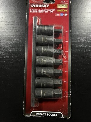 Husky 1/2 in. Drive Hex Bit Impact Socket Set SAE (7-Piece) H2DSAEHBI7PC
