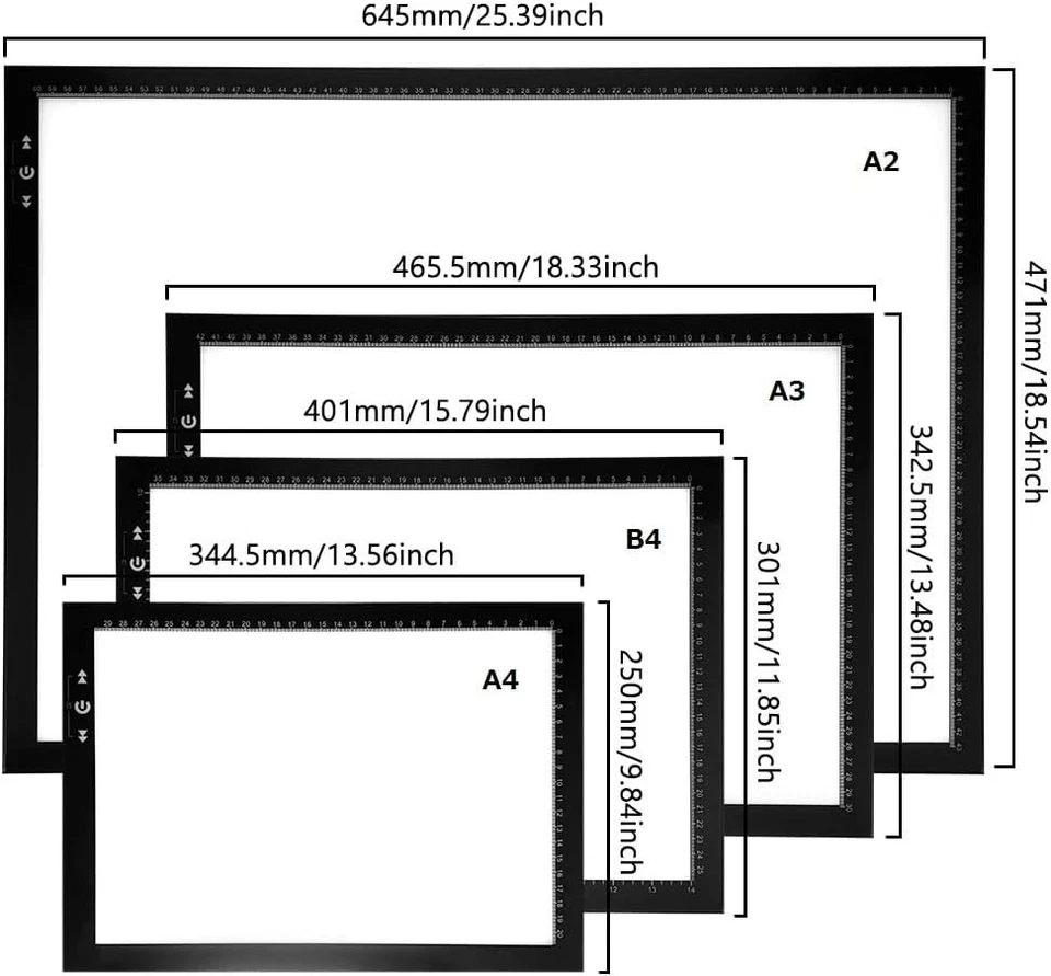 Caja de luz de rastreo de artista A2 mesa de copia adaptador 12V2A regulable 5000 lux Foto 4 de 4