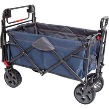 Mac Sports Collapsible Folding Heavy Duty Push Pull Utility Cart Wagon Blue
