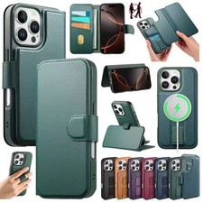 Magsafe Leather Case Removable Wallet Cover For iPhone 17 16 15 14 13 12 Pro Max