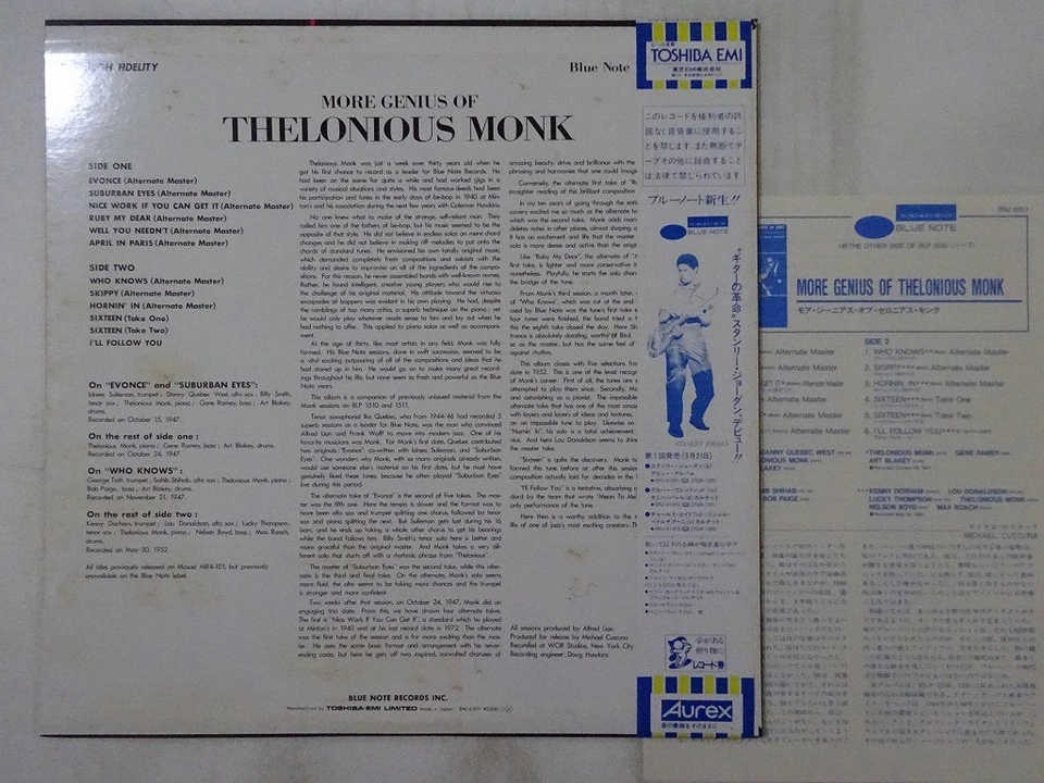 Thelonious Monk More Genius Of Thelonious ~ Blue Note BNJ 61011 Japan LP OBI - Image 2 of 3