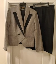Jacques NY/Paris VTG 100 Wool Skirt Suit Black Fully Lined Size 12