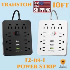 Power Strip Surge Protector 9 AC Outlets 3 USB Ports 10 FT Cable 110-240V