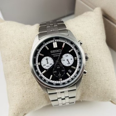 Seiko Essentials SSB429 Men's Chronograph Quartz Watch Black Dial
