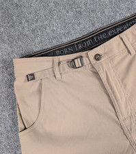 Prana Stretch Zion Pants Mens Med/32 Length Khaki Belted Hiking Outdoor