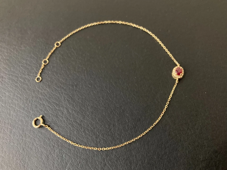 18K Gold Natural Ruby Diamond Bracelet 7 Inches - Image 2 of 4