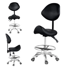 Ergonomic Saddle Stool with Back Support Esthetician Massage Clinic Salon Chair