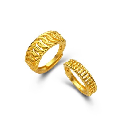 Innovatives Design Gold Paar Ringe mit bequemer verstellbarer Passform Stil