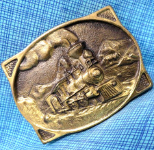 American Train Belt Buckle Railroad Brass RC Vtg 70s Heritage Mint .XTT863