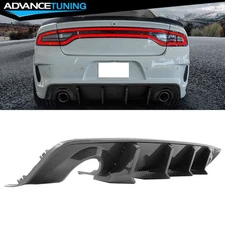 For 20-23 Dodge Charger Widebody IKON V3 Carbon Style Rear Diffuser Shark Fin PP
