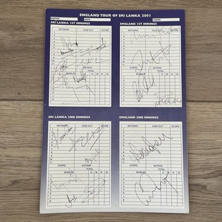 Sri Lanka v England 2001 Scorecard Signed x 19 Murali Jayawardena Dilshan