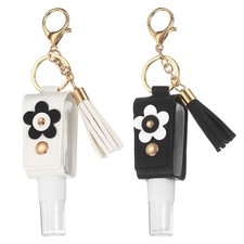 2 Pcs Hand-Sanitizer Keychain, 1oz/30ml Refillable Portable, White/Black