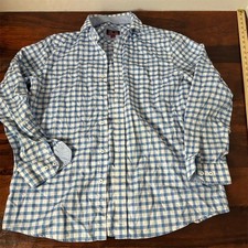 Johnston & Murray Men's Blue Plaid Long Sleeve Button-Up Shirt Size L Casual