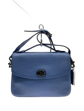 COACH Shoulder Bag, Leather, Blue, Plain, 68348