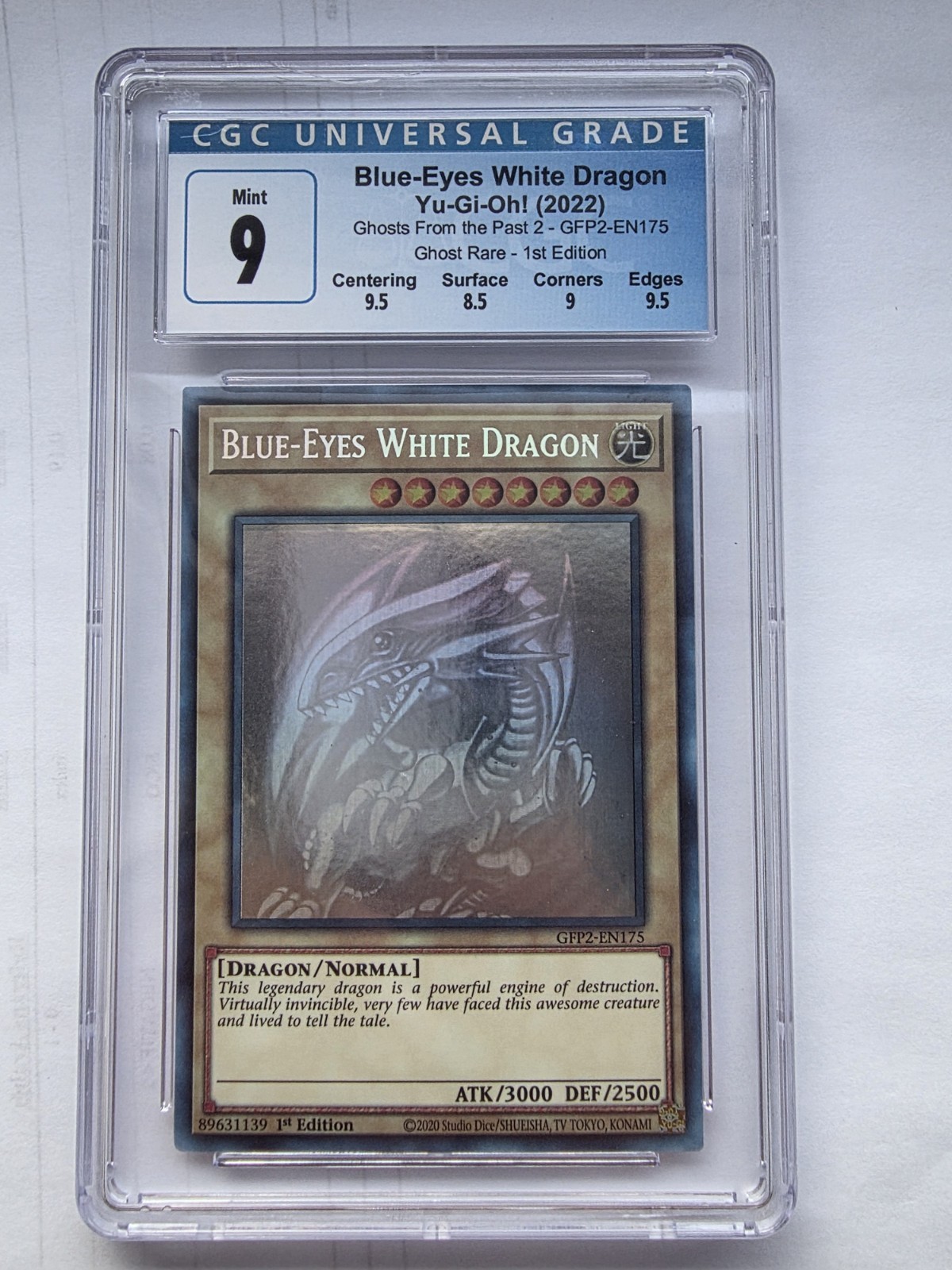 Blue-Eyes White Dragon Ghost Rare GFP2-EN175 CGC 9 1st Edition  view 5