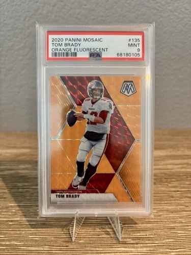 2020 Panini Mosaic Tom Brady Orange Fluorescent /25 PSA 9 Tampa Bay Buccaneers