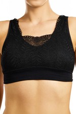 Ladies Bralette Seamless Crop Top Bra Lace Padded Wireless Comfort W&B 2 Pack UK