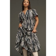 nwt by ANTHRPOLOGIE sz 1X Somerset Maxi Dress: Charcoal Motif