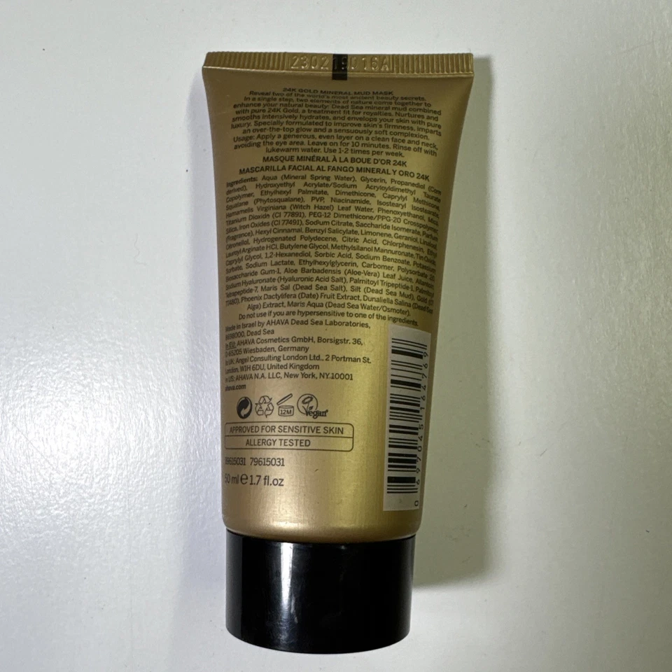 Máscara de barro mineral de oro AHAVA 24K 1,7 oz/50 ml sellada Foto 2 de 4
