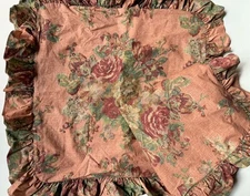 EUC! PAIR Ralph Lauren MAURA EURO Ruffle PILLOW SHAMS Shabby Pink FLOWERS Floral