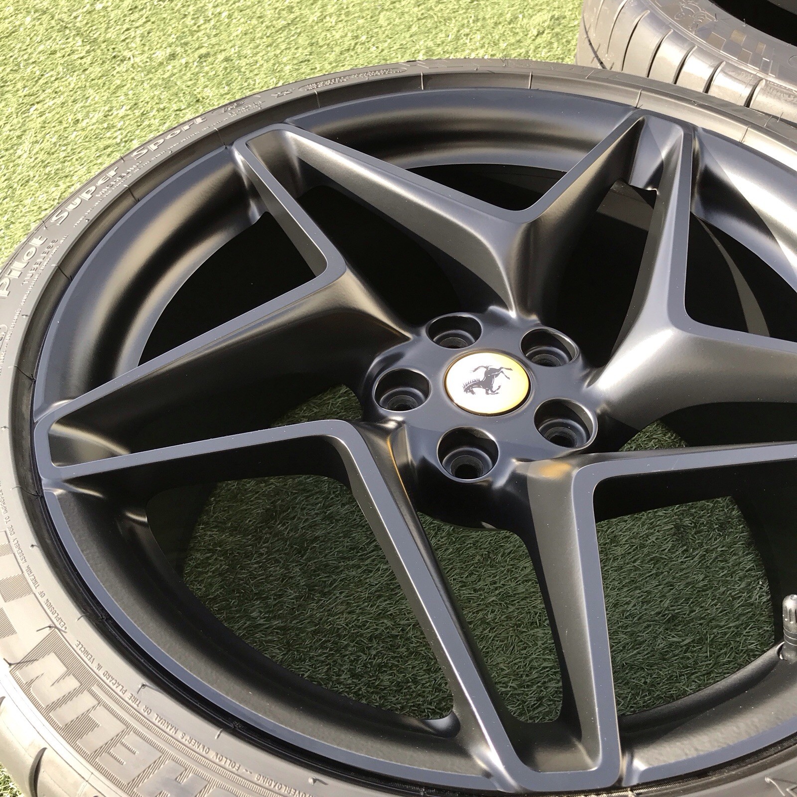 20 FERRARI F8 RIMS TIRES FACTORY OEM 861242 861252 TRIBUTO GENUINE BLACK