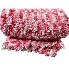 Pink & White High Pile Handmade Baby Toddler Throw Blanket Fuzzy Thick