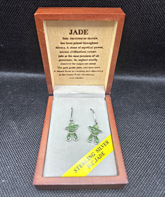 Canadian Jade 925 Sterlingsilber Hängeohrringe Jade grün handgefertigt signiert