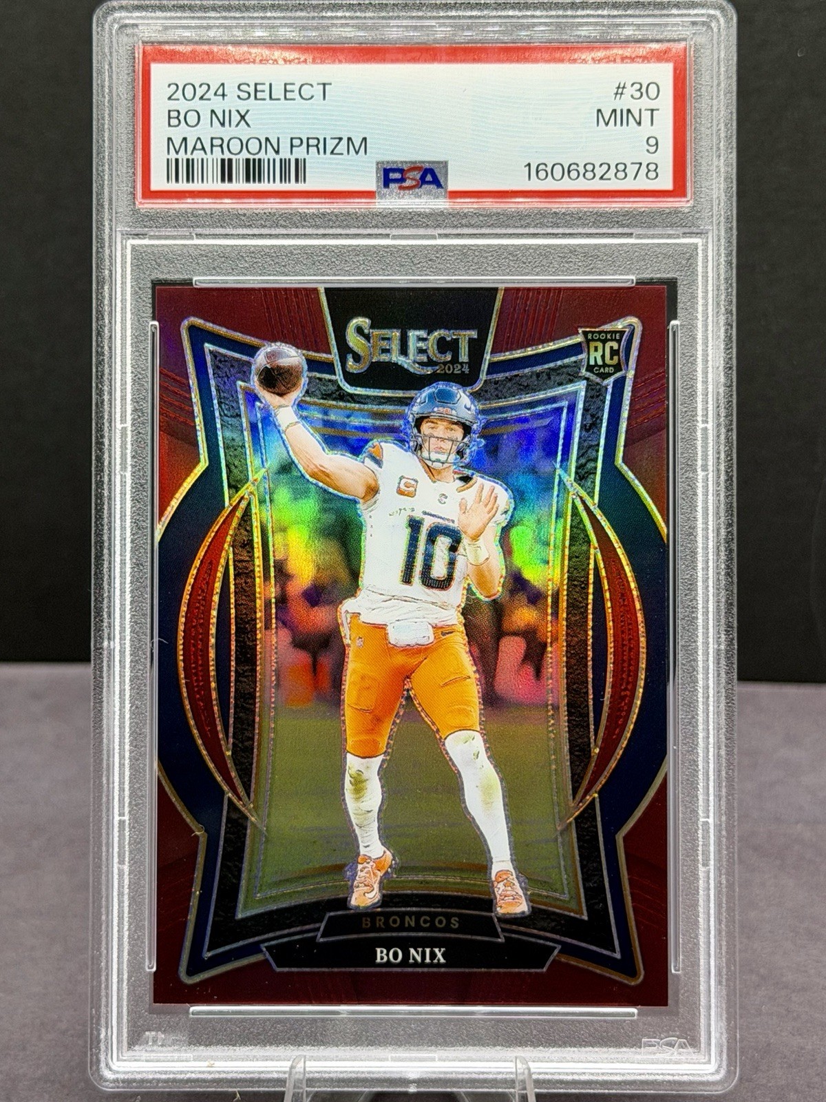 2024 Select Bo Nix #30 Maroon Prizm /149 RC Broncos PSA 9 *Rookie*🔥