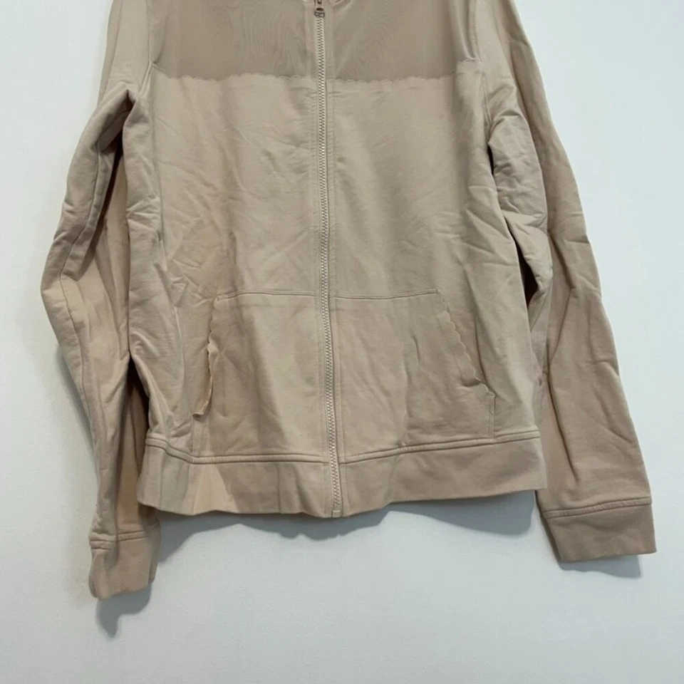 Moletom com capuz VICTORIA'S SECRET VS VICTORIA SPORT malha vieira zíper blush rosa grande - Imagem 3 de 4