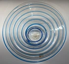 Blenko Hand Blown Blue Swirl Stripe Glass Bowl Peppermint 11.5'' w/ Tag