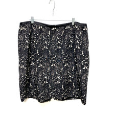 Talbots Womens Black Beige Printed Lined Back Zip Straight Pencil Skirt 18W