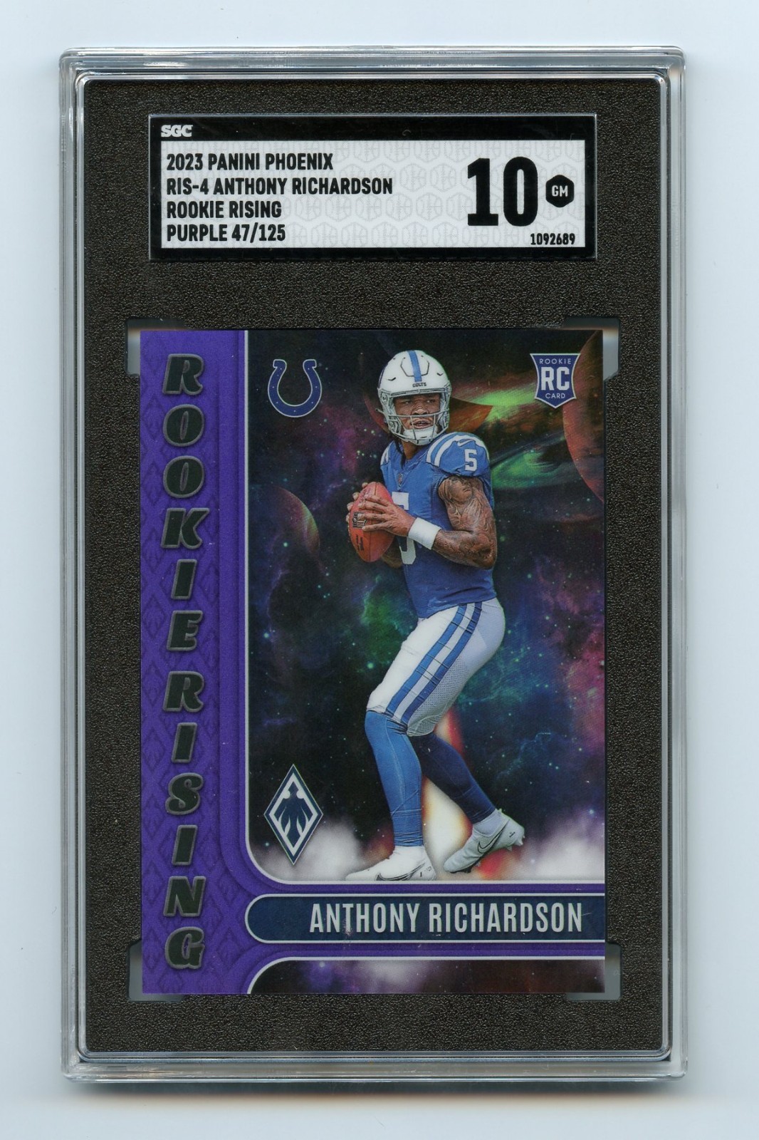 2023 Panini Phoenix - Rookie Rising Anthony Richardson #RIS-4 Purple /125 (RC)