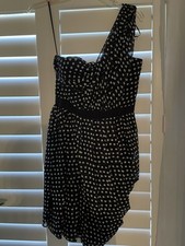 Jessica Simpson Dress Womens 2 One Shoulder Cocktail Polka Dot Mini Asymmetrical