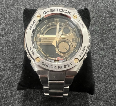 CASIO G-shock GST-210D-9A Stainless Steel Gold Tone Analog Digital  