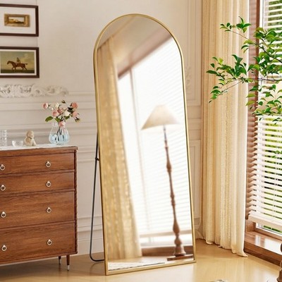 Eleganter 165x60cm silber gewölbter Ganzkörperspiegel - vielseitige Wandmontage De...