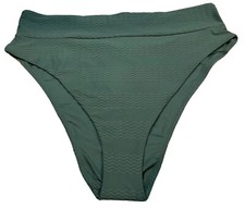 Aerie High Cut Cheeky Swim Bikini Bottom Sz XXL Textured Mossy Green Stretchy BN