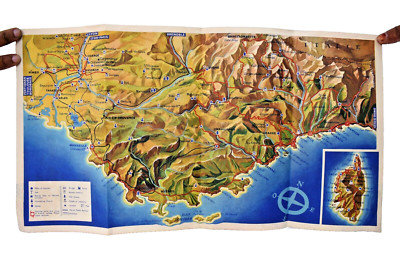 Vintage Map France By Train The French Riviera Journey Travelling Map Guide Old