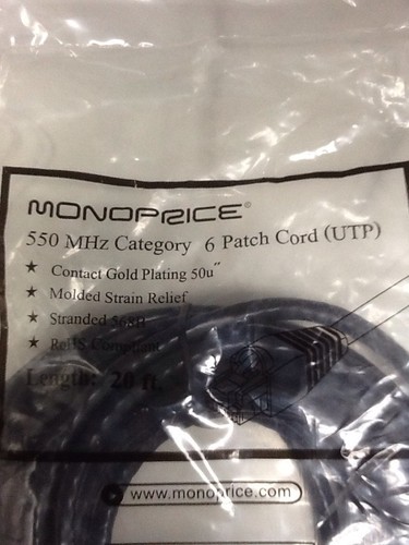 Cable de conexión Monoprice 11277 negro 20 ft 550 MHz categoría 6 (UTP) - Imagen 2 de 10