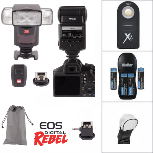 Flash professionnel + kit d'accessoires 24G pour Canon EOS Rebel T5 T5I T6 T6I T7 80D - Photo 1 sur 7