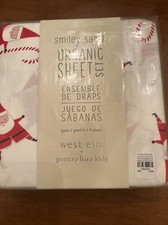 Pottery Barn Kids Smiley Santa Queen Organic Sheet Set