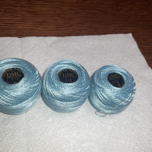Lot Of 3 DMC Pearl / Perle Cotton Thread Balls Size 8 Color 519 - Picture 2 of 4