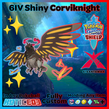Pokemon Sword and Shield✨ULTRA SHINY CORVIKNIGHT✨6IV GIGANTAMAX EVs Battle Ready
